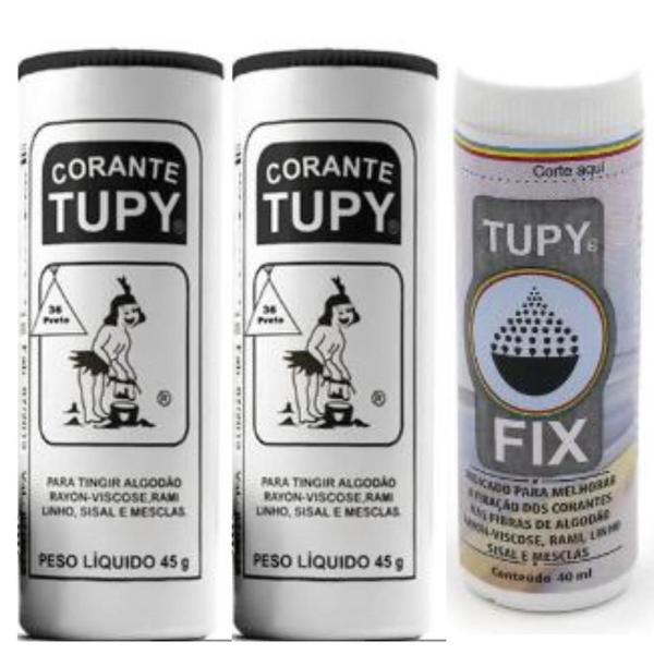 Imagem de Kit Linha Tupy 2 Corante + 1 Fixador Tupy Fix para Tingir Roupa DIVERSAS CORES