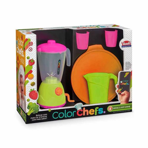 Kit Liquidificador Infantil com Utensílios - Color Chefs - Verde e Rosa - Usual Brinquedos Imagem de Kit Liquidificador Infantil com Utensílios - Color Chefs - Verde e Rosa - Usual Brinquedos