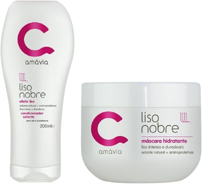 Imagem de Kit Liso Nobre Amavia Cabelo Antifrizz Condicionador Máscara