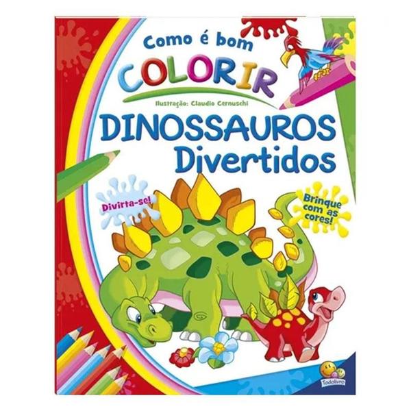 Imagem de Kit Livro Como é Bom Colorir Dinossauros Divertidos e Lápis de Cor 4449 - TodoLivro