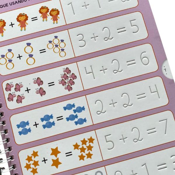 Imagem de KIT Livro de Atividades Números e Matemática Caligrafia Letra Coleção Caneta mágica Apoio Escolar Treino e Reforço