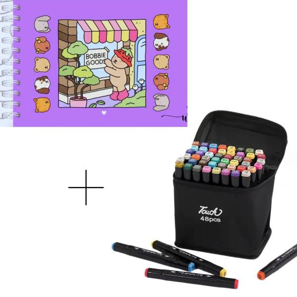 Kit Livro De Colorir Bobbie Goods Capa Dura+48 Canetas Touch Kit Livro De Colorir Bobbie Goods Capa Dura+48 Canetas Touch