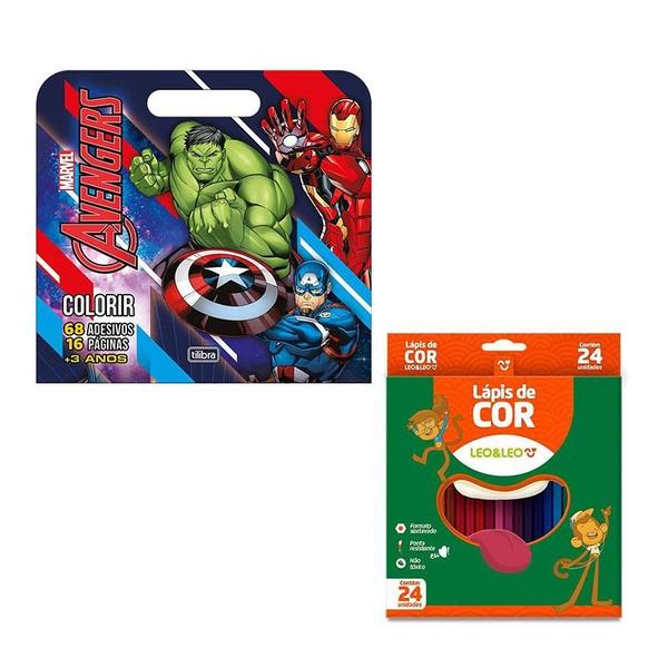 Kit Livro para Colorir Maleta Avengers e Lápis de Cor 4449 - Tilibra - Tendtudo Imagem de Kit Livro para Colorir Maleta Avengers e Lápis de Cor 4449 - Tilibra