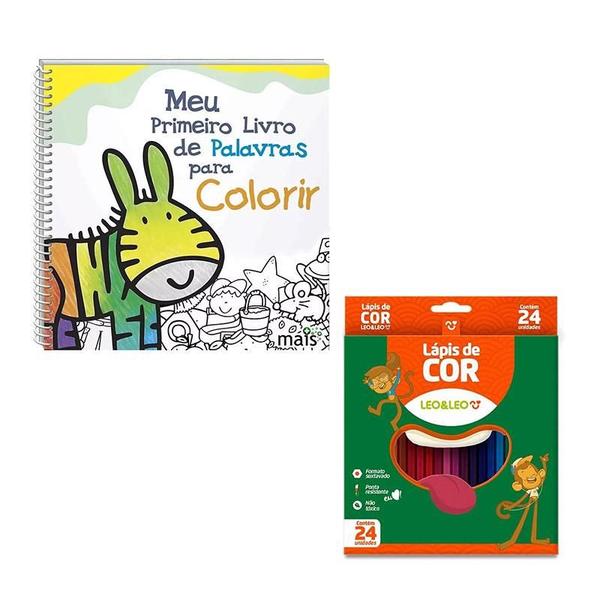 Imagem de Kit Livro para Colorir Meu Primeiro Livro de Palavras e Lápis de Cor 4449 - TodoLivro