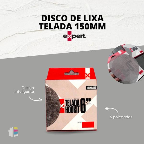 Imagem de Kit Lixa Telada Hookit 6" 150mm G150 Expert - 10un