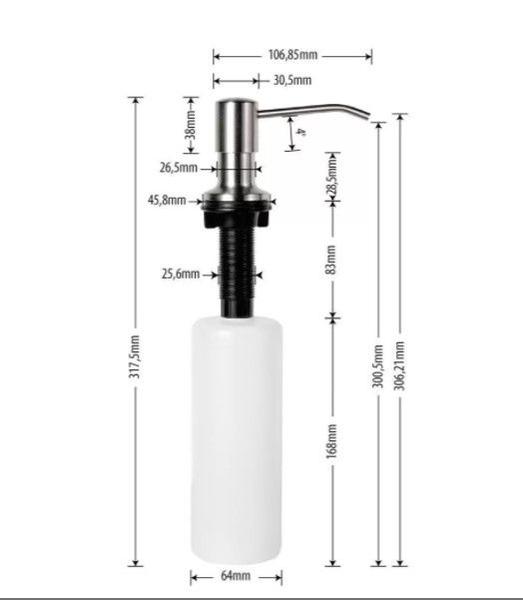 Imagem de Kit Lixeira  20cmX30cm 6L Embutir No Granito Inox 304 E Dosador