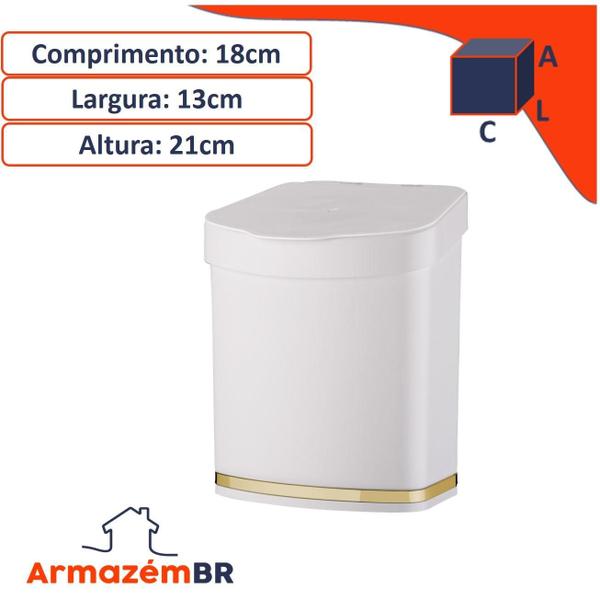 Imagem de Kit Lixeira 2,5L Dispenser Porta Detergente Esponja Dourado