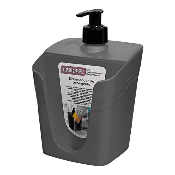 Imagem de Kit Lixeira 2,8 L e Dispensador Porta Detergente 610 ml C/ Bico Dosador