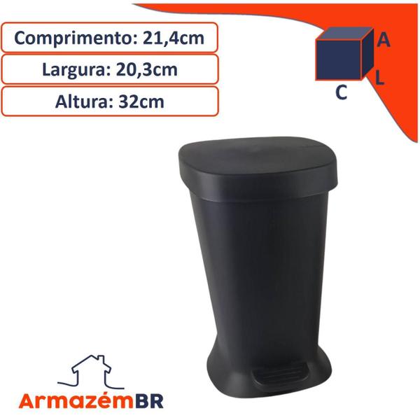 Imagem de Kit Lixeira 5L Suporte Porta Escova Sanitária Vaso Preto