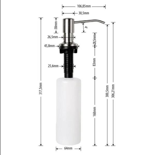 Imagem de Kit Lixeira 6l Embutir + Dosador E Porta Esponja Em Inox 304