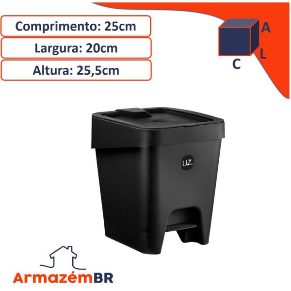 Imagem de Kit Lixeira Com Pedal 8 L Suporte Com Escova Sanitária Utilidades Banheiro - Uz