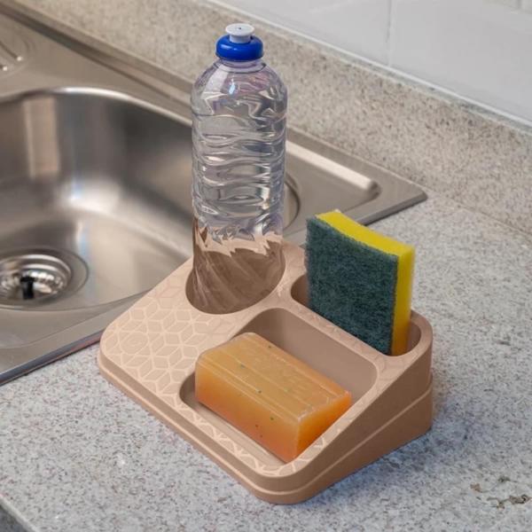 Kit Lixeira e Organizador De Pia Porta Detergente Sabão e Esponja UZ - Uz Utilidades Imagem de Kit Lixeira e Organizador De Pia Porta Detergente Sabão e Esponja UZ