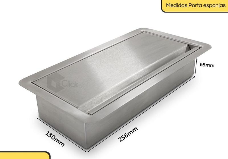 Imagem de Kit Lixeira Gourmet escovada Embutir tampa 7L+ Porta Esponja Em Inox 304