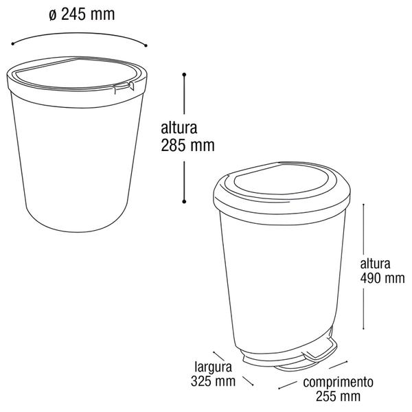 Imagem de Kit Lixeira Multiuso 10 Litros E 20 Litros Label Imita Inox