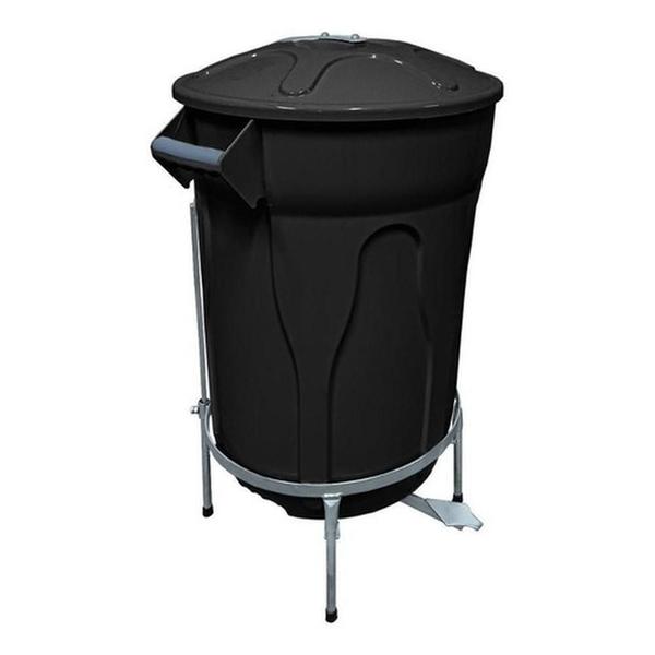 Kit Lixeira Pedal De Aço Preta 100l+ 100 Sacos De Lixo 100l