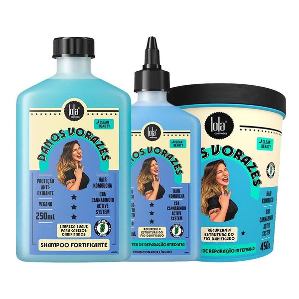 Kit Lola Cosmétics Reconstrução Danos Vorazes - Shampoo e Máscara de Reconstrução e Booste... Kit Lola Cosmétics Reconstrução Danos Vorazes - Shampoo e Máscara de Reconstrução e Booste...