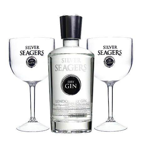 Imagem de Kit london dry gin seagers 750ml com  2 tacas presente