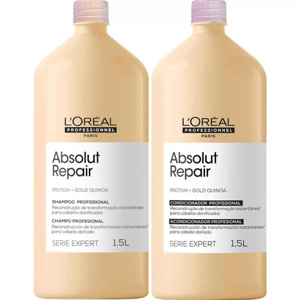 Kit loreal absolut repair gold quinoa protein shampoo e condicionador 1500 ml - LOREAL PRO... Kit loreal absolut repair gold quinoa protein shampoo e condicionador 1500 ml - LOREAL PRO...