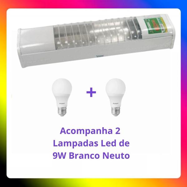 Imagem de Kit Luminária Compacta Com 2 Lâmpadas Led 9W 110v/220c