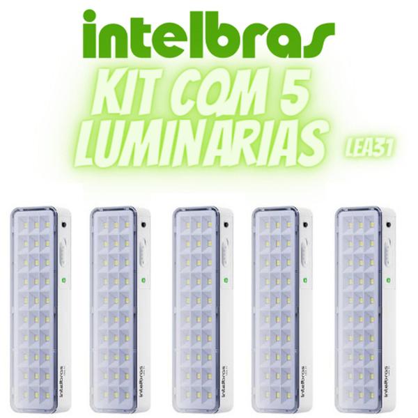 Imagem de Kit Luminária De Emergência Intelbras Com 5 Unidades Luz de LED Lea 31