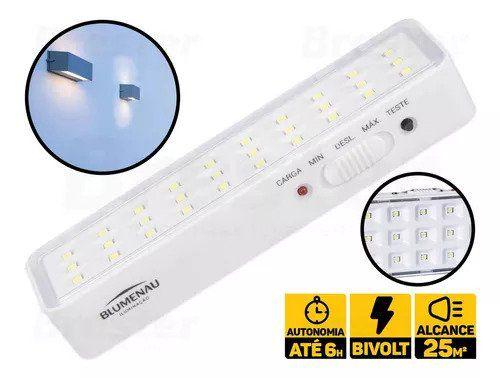 Imagem de Kit Luminaria Emergencia Blumenau 30 Leds 1W