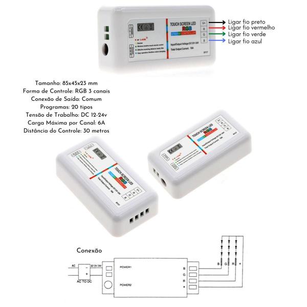 Imagem de Kit Luminária Led 12V Piscina Rgb 9W Controladora Módulo