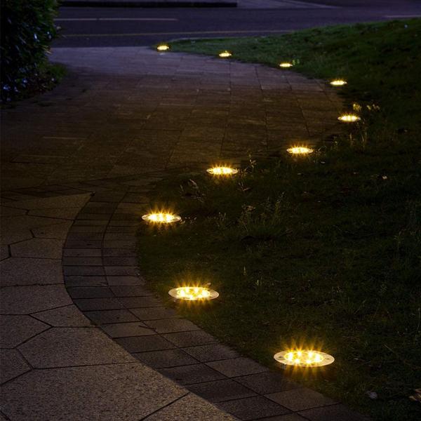 Imagem de Kit Luminária Luz Solar Espeto Com 4 ou 8 Leds Á prova D'Água Jardim Decoração