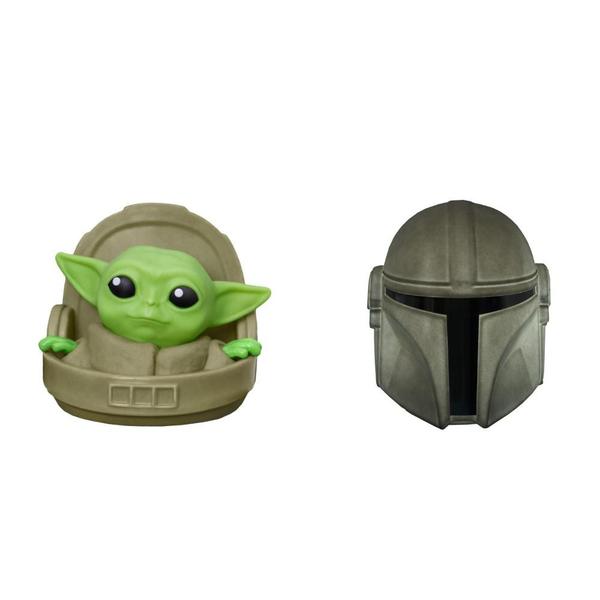 Imagem de Kit Luminárias Capacete Mandalorian e Baby Yoda Grogu Star Wars com Lâmpadas LED Presente Geek Nerd 