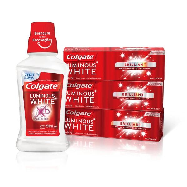 Imagem de Kit Luminous White Com 3 Creme Dental e Enxaguante - Colgate