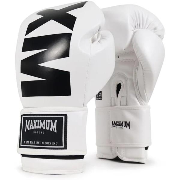 Imagem de Kit Luva Boxe Muay Thai Kickboxing Mxm Inverse White/black + Bandagem 3M - Maximum