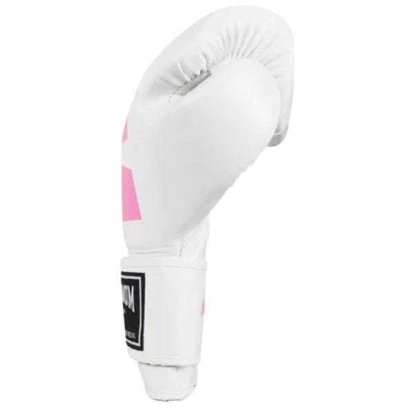 Imagem de Kit Luva Boxe Muay Thai Mxm White/Pink + Bandagem 3m - Maximum