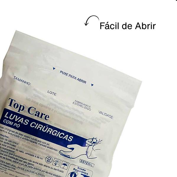 Imagem de Kit Luva Cirúrgica de Látex Estéril N 6,5 Branco Com Pó 30 Peças Top Care