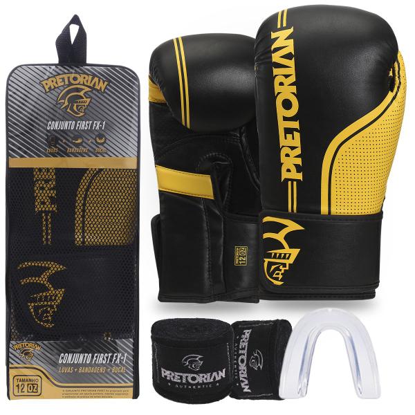 Imagem de Kit Luva de Boxe e Muay Thai First FX1 Pretorian