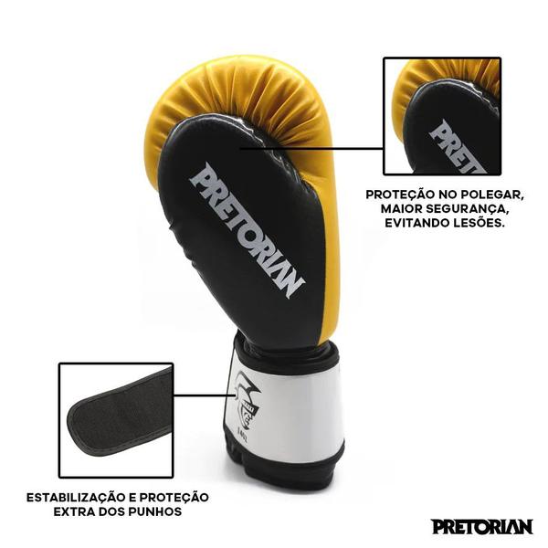 Imagem de Kit Luva De Boxe E Muay Thai Pretorian Elite + Bandagem + Protetor Bucal + Bolsa Bag