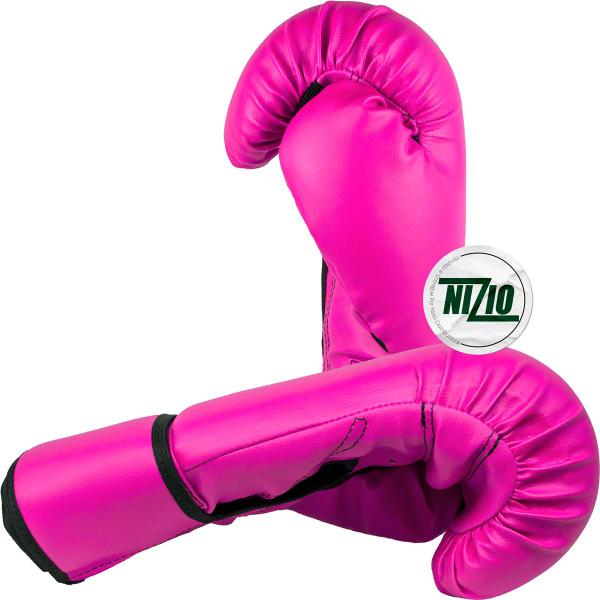 Imagem de Kit Luva de Boxe Muay Thai MMA Bandagem e Bucal Rosa 08oz