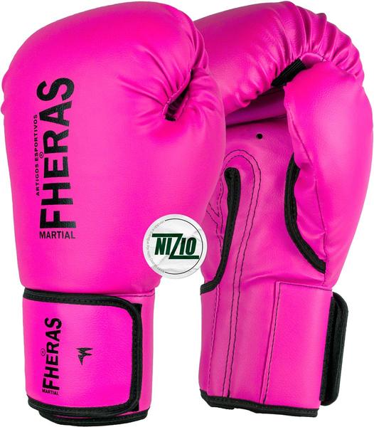 Imagem de Kit Luva de Boxe Muay Thai MMA Bandagem e Bucal Rosa 12oz