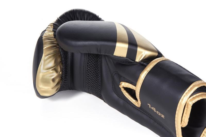 Imagem de Kit Luva de Boxe/Muay Thai Vollo Preta/Dourada 14 Oz Training + Protetor Bucal Duplo