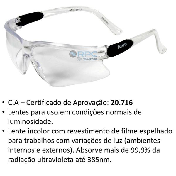 Imagem de Kit Luva Multitato Pu Seguranca Trabalho Servico Oculos Epi Uv Ca Antirrisco Antiembaçante Multiuso 