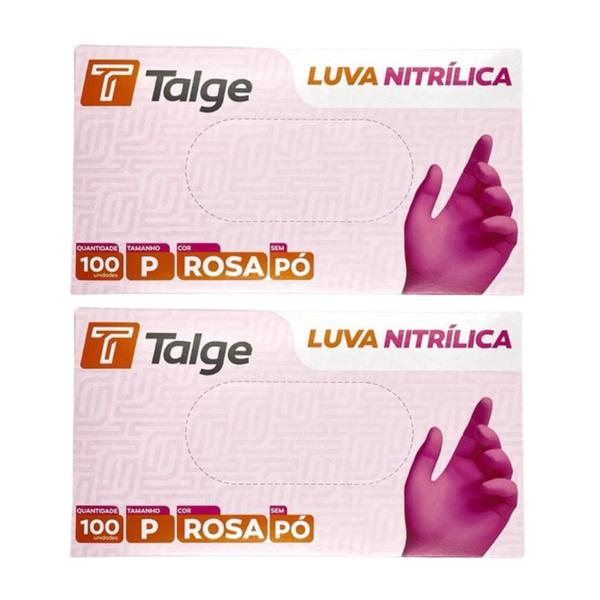 Kit Luva Nitrílica Talge Tam. P Sem Pó Rosa - 2 Caixas Com 100 Unidades Cada Imagem de Kit Luva Nitrílica Talge Tam. P Sem Pó Rosa - 2 Caixas Com 100 Unidades Cada