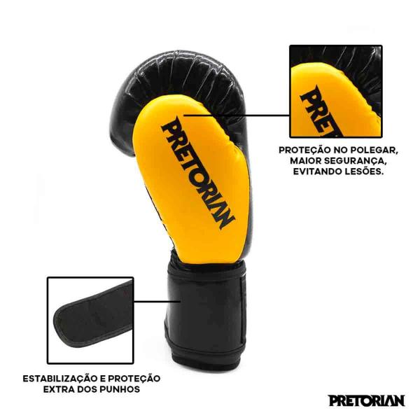 Imagem de Kit Luva Pretorian Black Line Boxe + Bandagem + Bucal