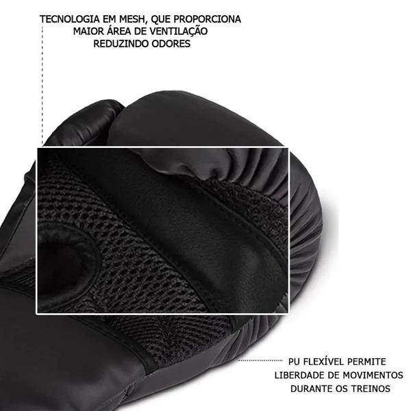 Imagem de Kit Luvas De Boxe E Muay Thai Naja Black Line + Bandagem + Protetor Bucal + Bolsa Bag