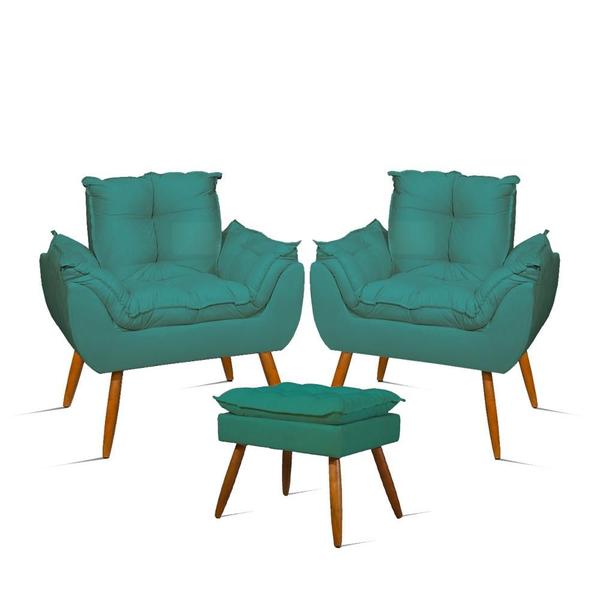 Kit Luxo 02 Poltronas Amamentação Suede + 1 Puff Pés Palito - B BALAQUI DECOR Imagem de Kit Luxo 02 Poltronas Amamentação Suede + 1 Puff Pés Palito