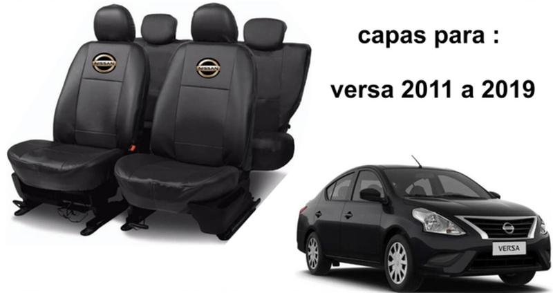 Imagem de Kit Luxo: Capas Couro Versa 2011-2019 + Volante + Chaveiro