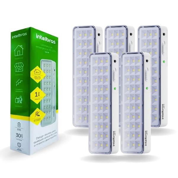 Imagem de Kit Luz de Emergência Luminária Lea 31 Led 1w Bivolt Lítio Intelbras Super Slim Emergencial Autônoma