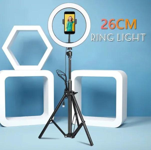 Kit Luz Led Ring Light Rgb Tripé 2m + Microfone Profissional Acessórios Filmagem no Celular - CJR Imagem de Kit Luz Led Ring Light Rgb Tripé 2m + Microfone Profissional Acessórios Filmagem no Celular