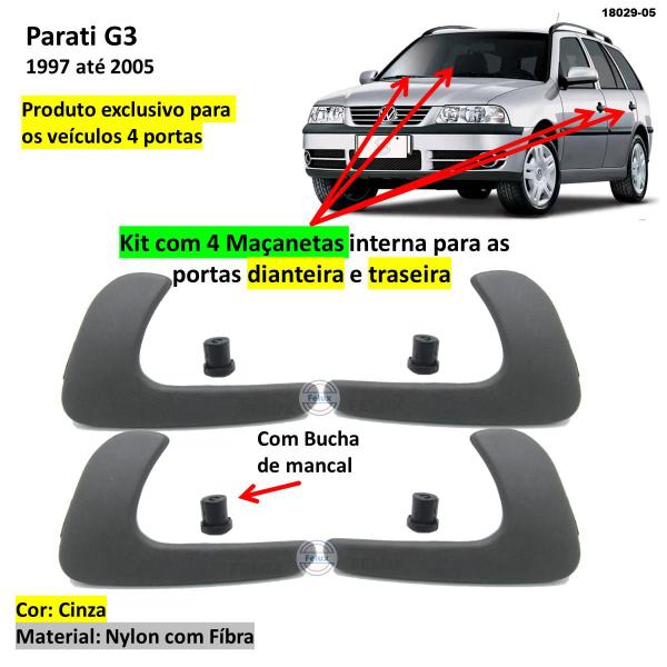 Imagem de Kit Maçanetas Interna Gol Saveiro G2 G3 97-05 Cinza