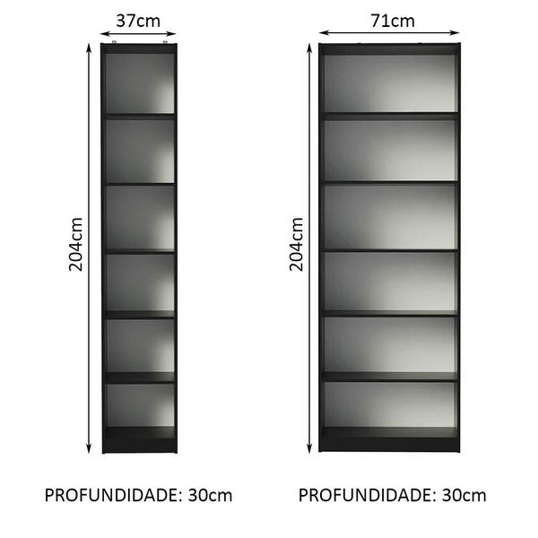 Imagem de Kit Madesa Estante Livreiro 6908 + Estante Livreiro 6906 - Preto