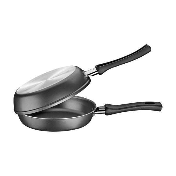 Imagem de Kit Mães Frigideira Funda 24cm 2,2l + Omeleteira Grill 20cm Loreto - Cinza