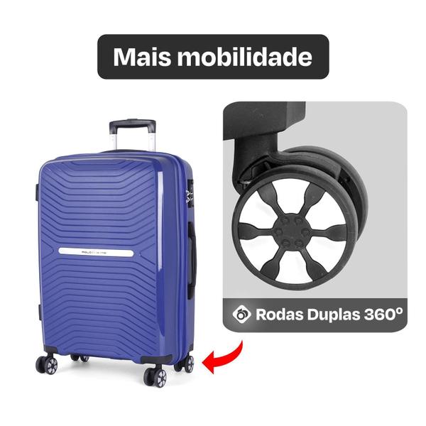 Imagem de Kit Mala Bordo 10Kg + Média 23Kg Expansvel Inquebrável Tsa