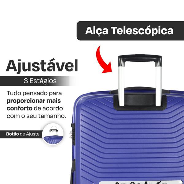 Imagem de Kit Mala Bordo 10Kg + Média 23Kg Expansvel Inquebrável Tsa